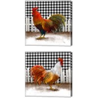Framed 'Morning Rooster 2 Piece Canvas Print Set' border=