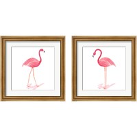Framed 'Flamingo Walk 2 Piece Framed Art Print Set' border=