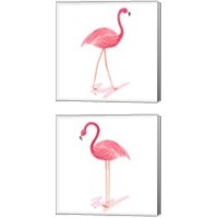 Framed Flamingo Walk 2 Piece Canvas Print Set