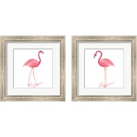 Framed 'Flamingo Walk 2 Piece Framed Art Print Set' border=