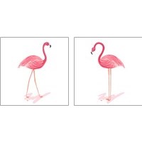 Framed 'Flamingo Walk 2 Piece Art Print Set' border=
