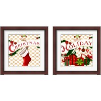 Framed 'Gold Christmas Cheer 2 Piece Framed Art Print Set' border=