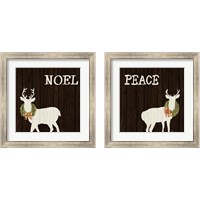 Framed 'Wooden Deer with Wreath 2 Piece Framed Art Print Set' border=