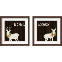 Framed Wooden Deer with Wreath 2 Piece Framed Art Print Set