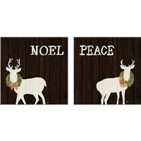 Framed Wooden Deer with Wreath 2 Piece Art Print Set