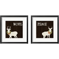 Framed 'Wooden Deer with Wreath 2 Piece Framed Art Print Set' border=
