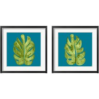 Framed Leaf On Teal 2 Piece Framed Art Print Set