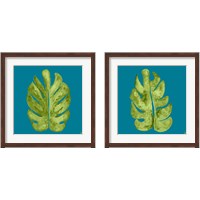 Framed Leaf On Teal 2 Piece Framed Art Print Set