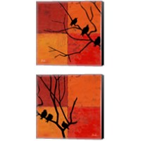 Framed 'Three Birdies 2 Piece Canvas Print Set' border=