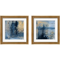 Framed Gold on Blue Square 2 Piece Framed Art Print Set