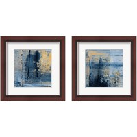 Framed Gold on Blue Square 2 Piece Framed Art Print Set