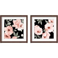 Framed 'Dusty Rose on Black 2 Piece Framed Art Print Set' border=