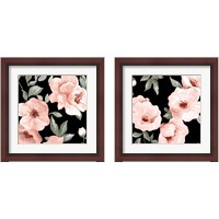 Framed 'Dusty Rose on Black 2 Piece Framed Art Print Set' border=