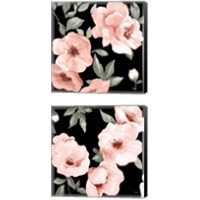 Framed Dusty Rose on Black 2 Piece Canvas Print Set