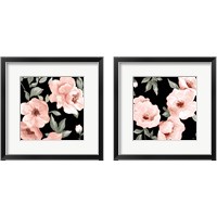 Framed 'Dusty Rose on Black 2 Piece Framed Art Print Set' border=