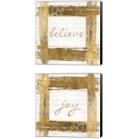 Framed 'Gold Believe Square 2 Piece Canvas Print Set' border=