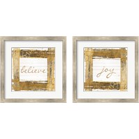 Framed 'Gold Believe Square 2 Piece Framed Art Print Set' border=
