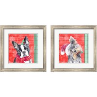 Framed 'Holiday Puppy 2 Piece Framed Art Print Set' border=