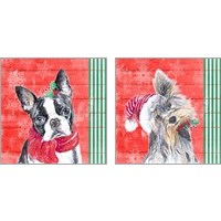 Framed 'Holiday Puppy 2 Piece Art Print Set' border=