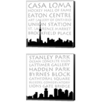 Framed Toronto & Vancouver Skyline Square 2 Piece Canvas Print Set