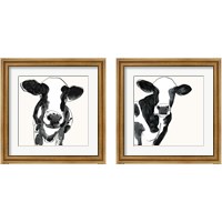 Framed 'Cow Contour 2 Piece Framed Art Print Set' border=