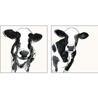 Framed 'Cow Contour 2 Piece Art Print Set' border=