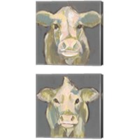 Framed 'Blush Faced Cow 2 Piece Canvas Print Set' border=