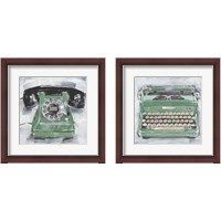 Framed 'Retro Phone 2 Piece Framed Art Print Set' border=