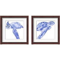 Framed 'Ultramarine Sea Turtle 2 Piece Framed Art Print Set' border=