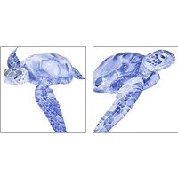 Framed 'Ultramarine Sea Turtle 2 Piece Art Print Set' border=