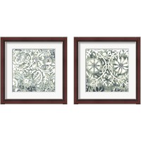 Framed 'Flower Stone Tile 2 Piece Framed Art Print Set' border=
