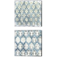 Framed 'Flower Stone Tile 2 Piece Canvas Print Set' border=