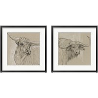 Framed 'Longhorn Sketch 2 Piece Framed Art Print Set' border=