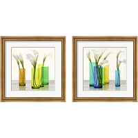 Framed 'Callas in crystal vases 2 Piece Framed Art Print Set' border=