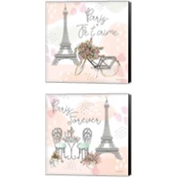 Framed 'Sweet Paris  2 Piece Canvas Print Set' border=