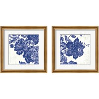 Framed 'Toile Roses 2 Piece Framed Art Print Set' border=