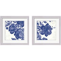 Framed 'Toile Roses 2 Piece Framed Art Print Set' border=