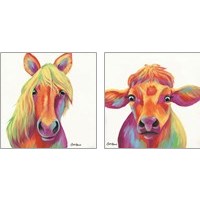 Framed 'Cheery Animals 2 Piece Art Print Set' border=