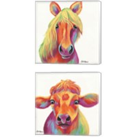 Framed 'Cheery Animals 2 Piece Canvas Print Set' border=