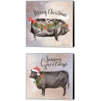 Framed 'Vintage Christmas Be Merry  2 Piece Canvas Print Set' border=