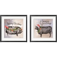 Framed 'Vintage Christmas Be Merry  2 Piece Framed Art Print Set' border=