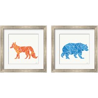 Framed 'Geometric Animal 2 Piece Framed Art Print Set' border=