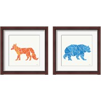 Framed 'Geometric Animal 2 Piece Framed Art Print Set' border=