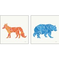 Framed 'Geometric Animal 2 Piece Art Print Set' border=