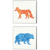 Framed 'Geometric Animal 2 Piece Canvas Print Set' border=