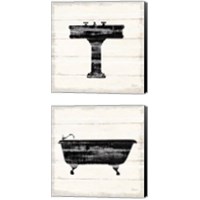 Framed 'Shiplap Bath 2 Piece Canvas Print Set' border=