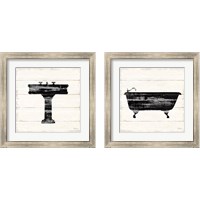 Framed 'Shiplap Bath 2 Piece Framed Art Print Set' border=