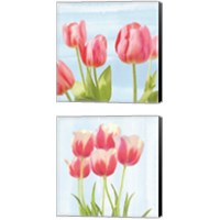 Framed 'Fresh Spring Tulips 2 Piece Canvas Print Set' border=