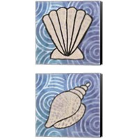 Framed 'Whimsy Coastal Shell 2 Piece Canvas Print Set' border=