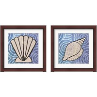 Framed 'Whimsy Coastal Shell 2 Piece Framed Art Print Set' border=